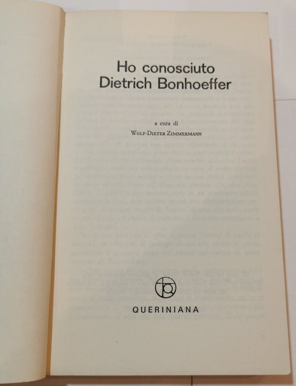 Ho conosciuto Dietrich Bonhoeffer