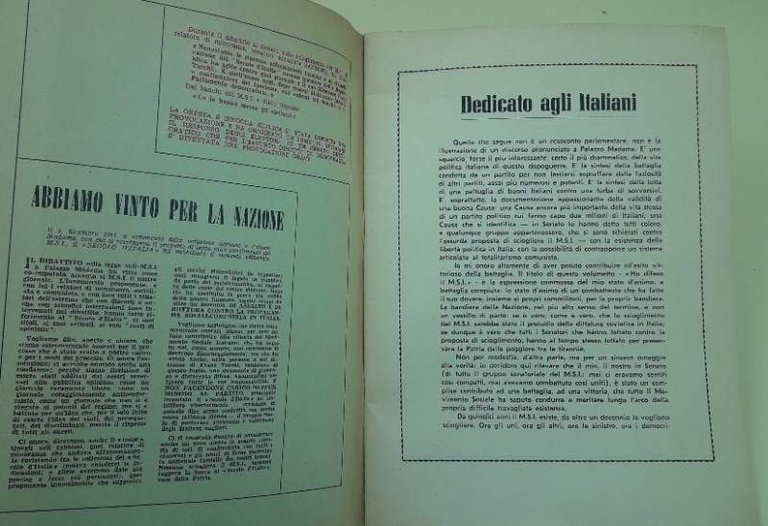 HO DIFESO IL M.S.I. PERCHE' LA PACIFICAZIONE TRIONFASSE( 1962)
