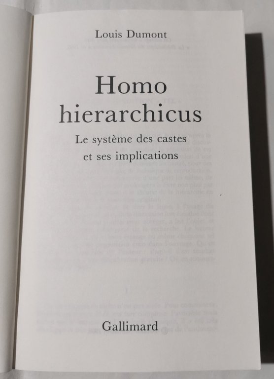 Homo hierarchicus: Essai sur le système des castes