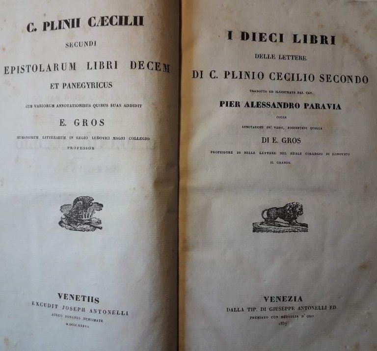 I DIECI LIBRI DELLE LETTERE DI C.PLINIO CECILIO SECONDO TRADOTTE …
