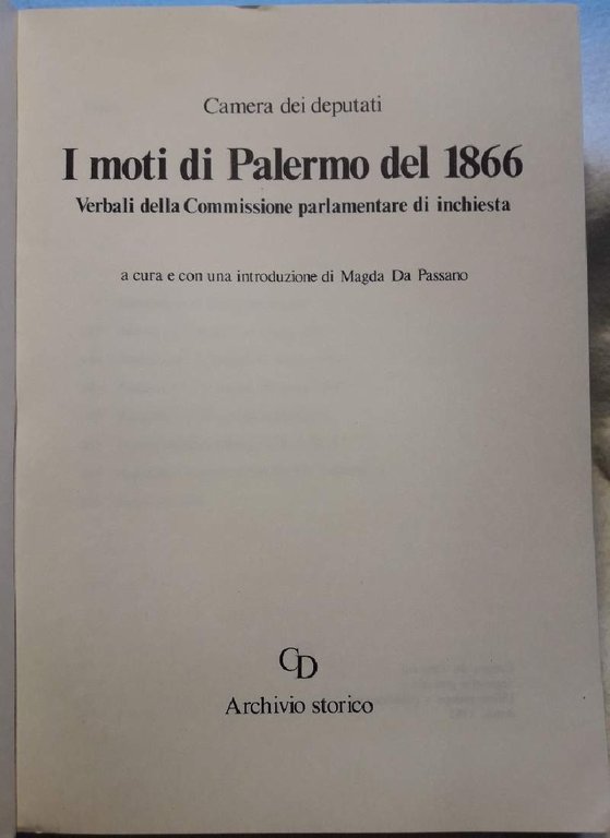 I MOTI DI PALERMO DEL 1866-VERBALI DELLA COMMISSIONE PARLAMENTARE DI …