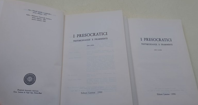 I Presocratici- Testimonianze e frammenti- 2 voll