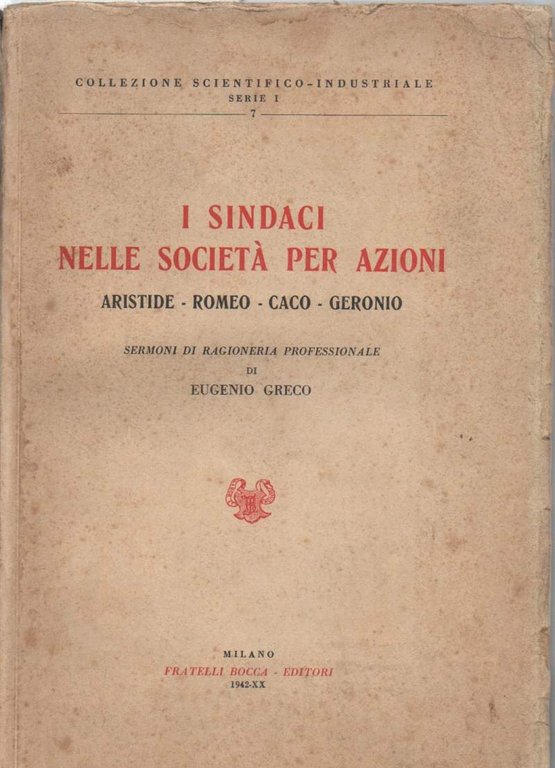 I SINDACI NELLE SOCIETA' PER AZIONI ( 1942 )