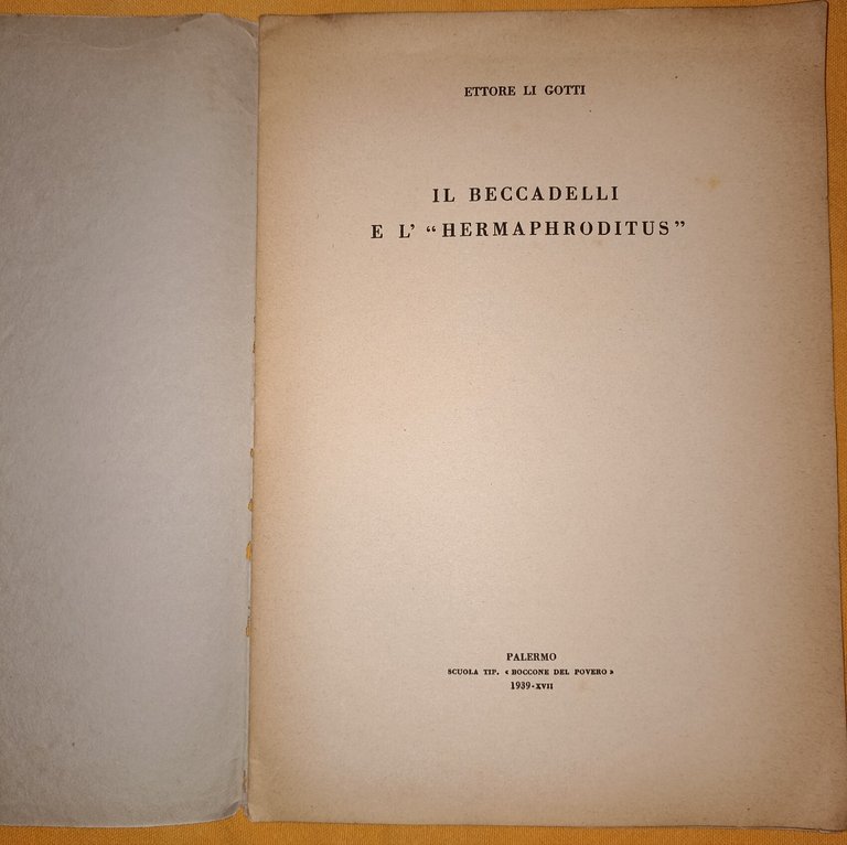 Il Beccadelli e l' "Hermaphroditus"