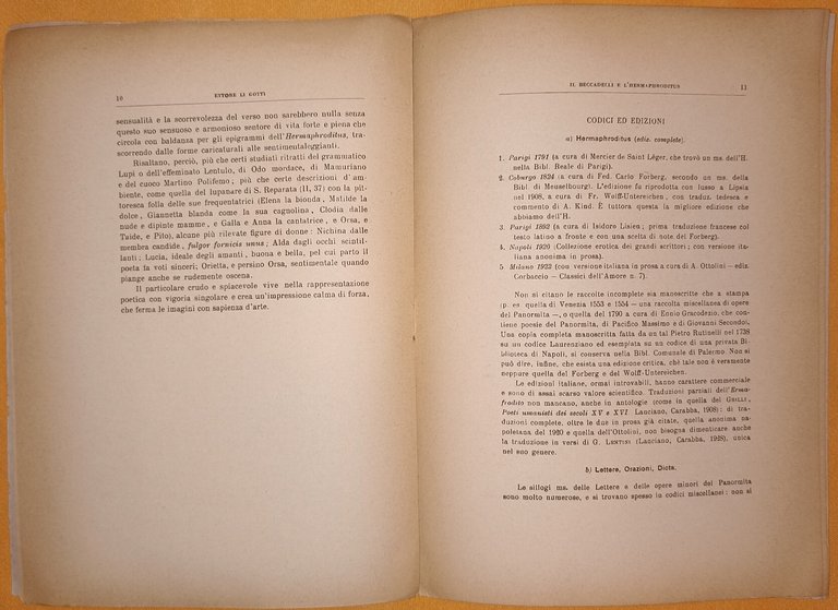 Il Beccadelli e l' "Hermaphroditus"