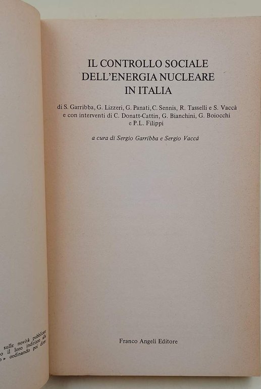 IL CONTROLLO SOCIALE DELL'ENERGIA NUCLEARE IN ITALIA(1978)