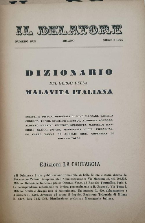 IL DELATORE- NUMERI 1-2-3-4-(1964)