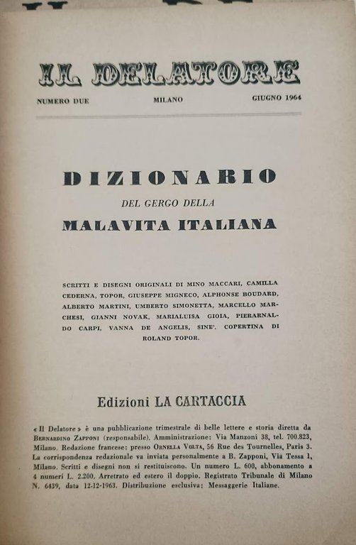 IL DELATORE- NUMERI 1-2-3-4-(1964)