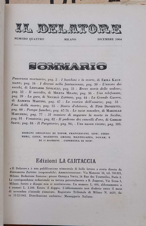 IL DELATORE- NUMERI 1-2-3-4-(1964)