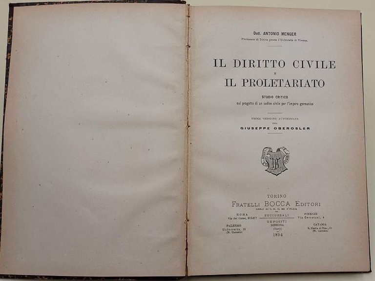 IL DIRITTO CIVILE E IL PROLETARIATO-STUDIO CRITICO SUL PROGETTO DI …
