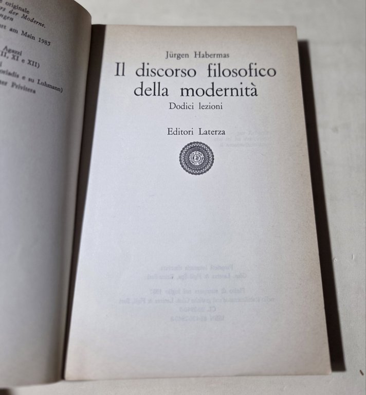 Il discorso filosofico della modernità