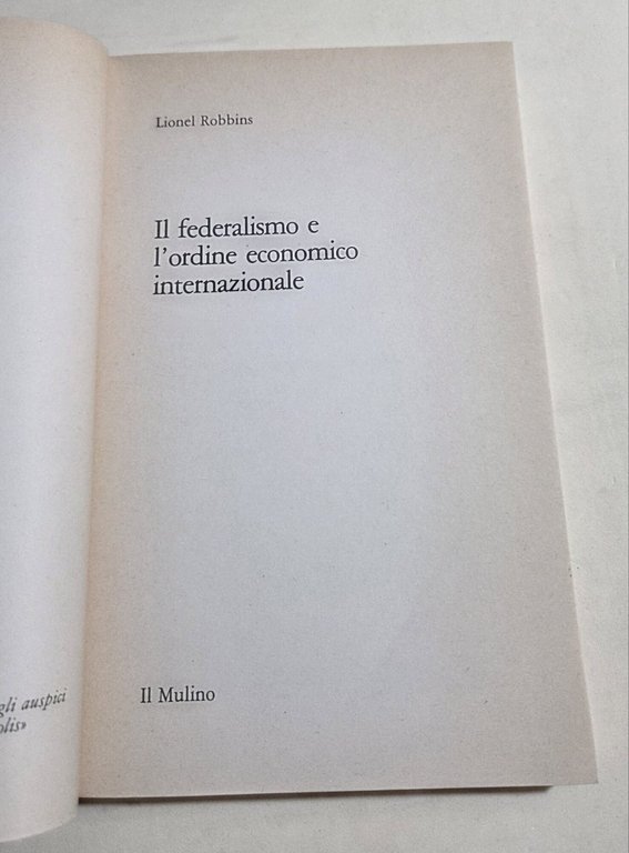 Il federalismo e l'ordine economico internazionale
