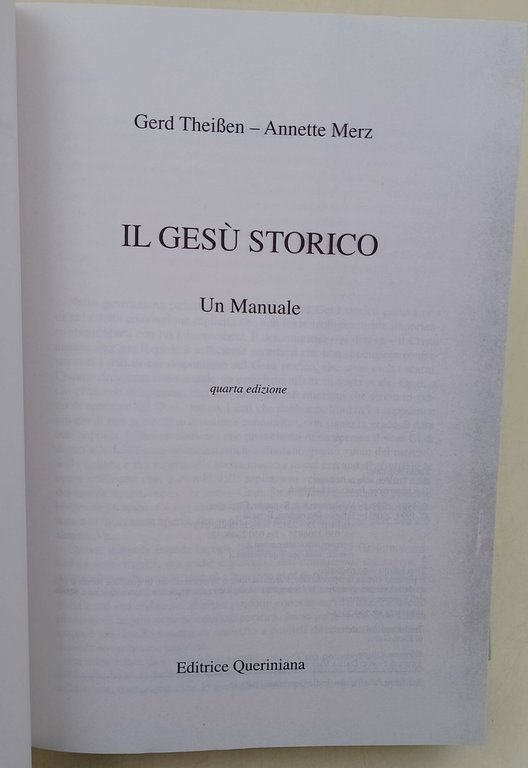 Il Gesu' storico-Un manuale