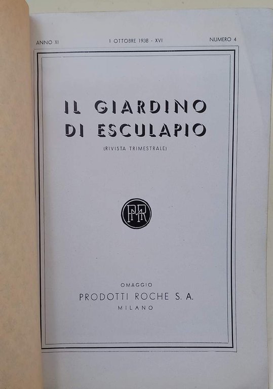 IL GIARDINO DI ESCULAPIO-RIVISTA TRIMESTRALE( 1938)