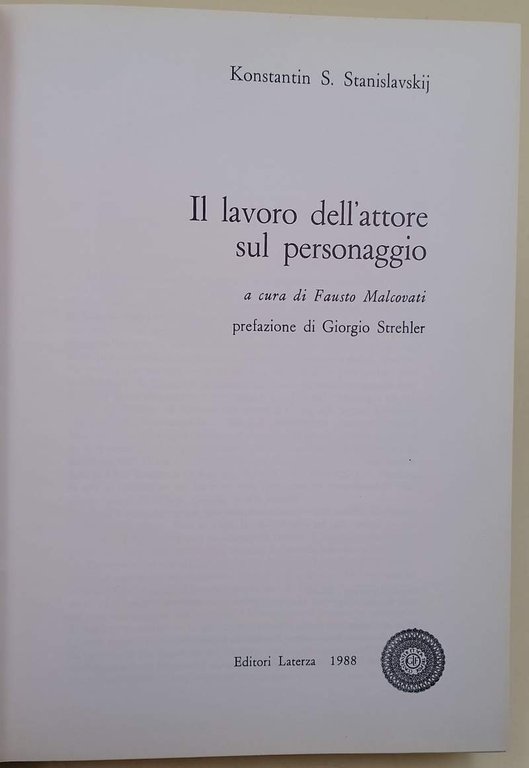 IL LAVORO DELL'ATTORE SUL PERSONAGGIO(1988)