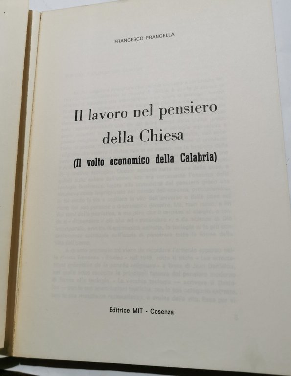 Il lavoro nel pensiero della Chiesa ( il volto economico …