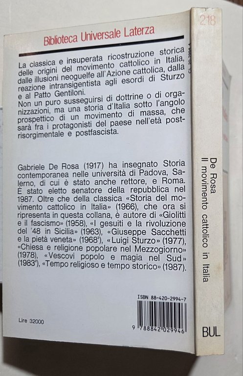 Il movimento cattolico in Italia. Dalla Restaurazione all'età giolittiana