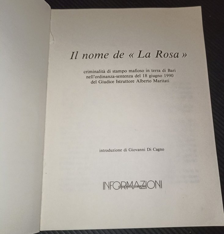 Il nome de "La Rosa" criminalità di stampo mafioso in …