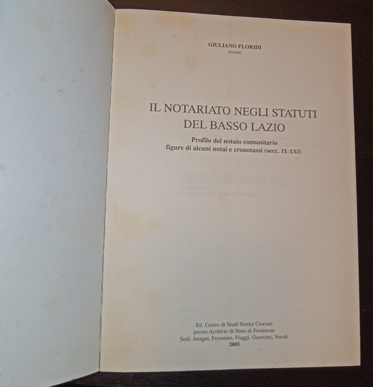 Il notariato negli statuti del basso Lazio