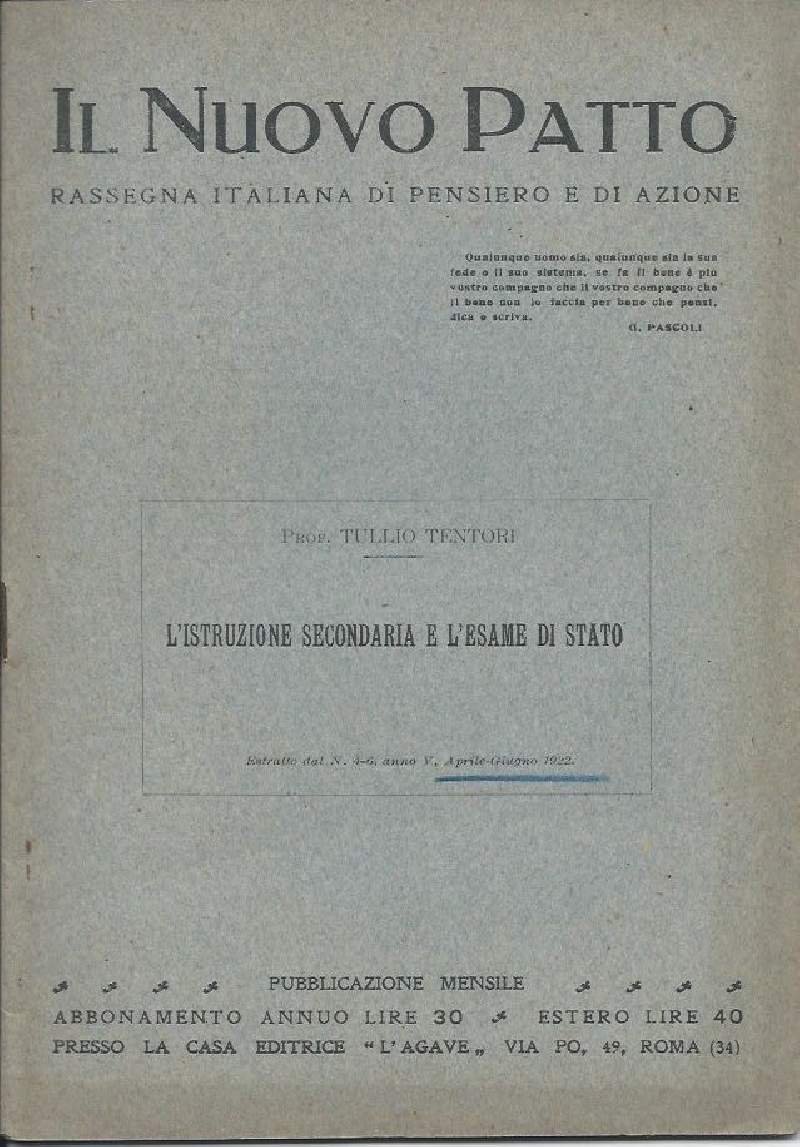 IL NUOVO PATTO - RASSEGNA ITALIANA DI PENSIERO E AZIONE … | Immagine principale