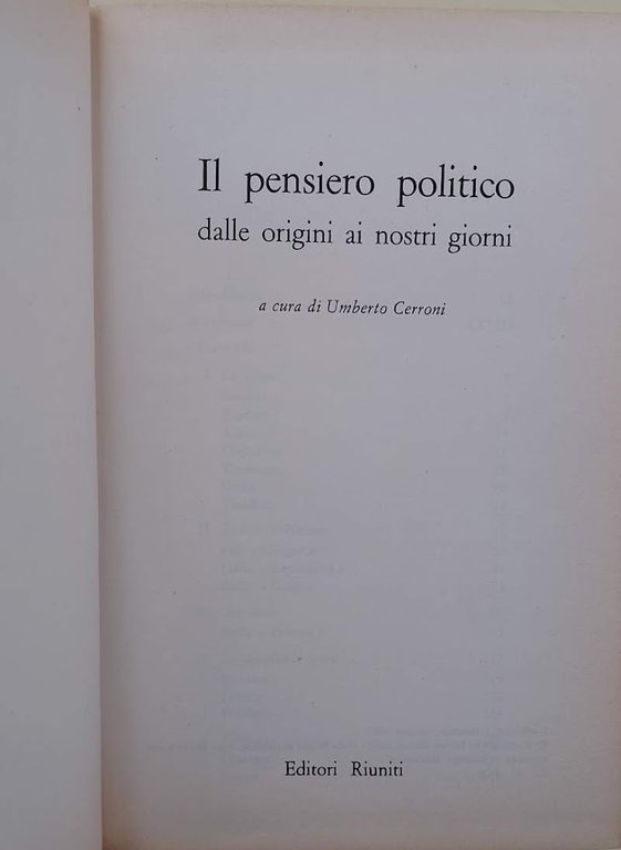 IL PENSIERO POLITICO(1972)