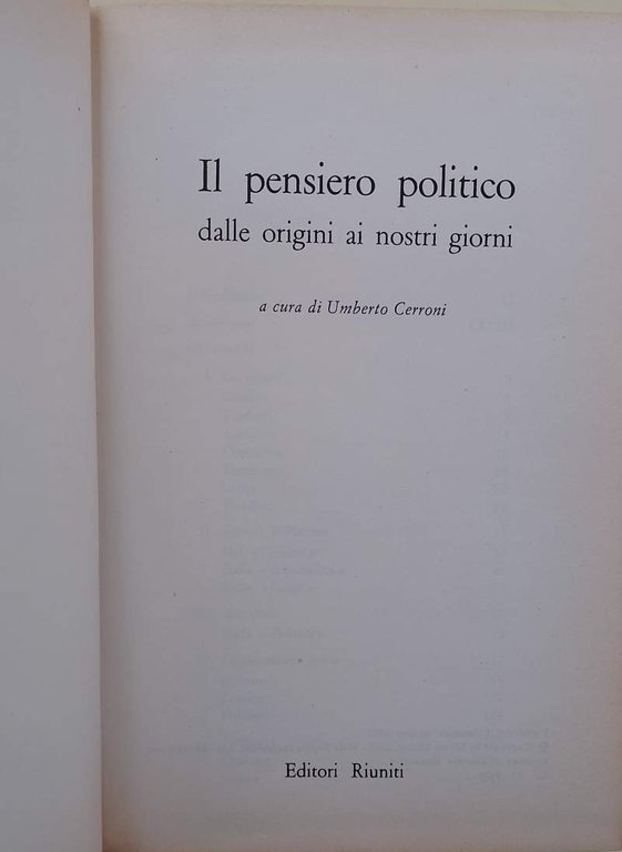 IL PENSIERO POLITICO(1972)