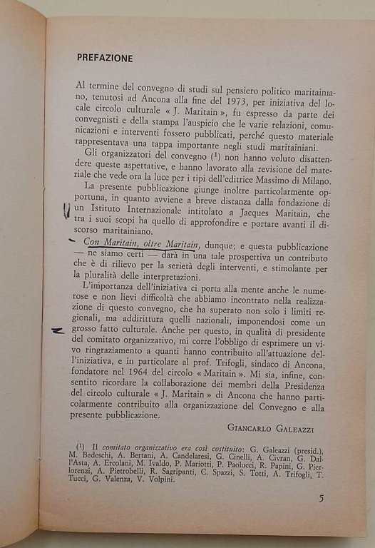 IL PENSIERO POLITICO DI JACQUES MARITAIN (1974)