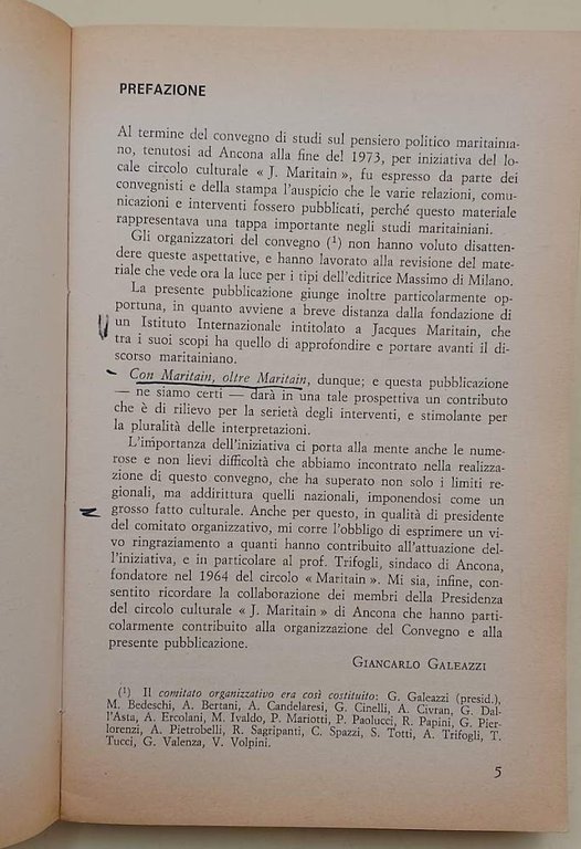 IL PENSIERO POLITICO DI JACQUES MARITAIN (1974)