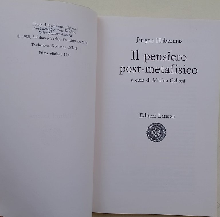 Il pensiero post-metafisico