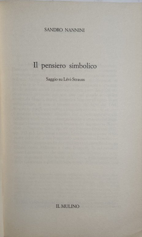 Il pensiero simbolico saggio du Lévi -Strauss