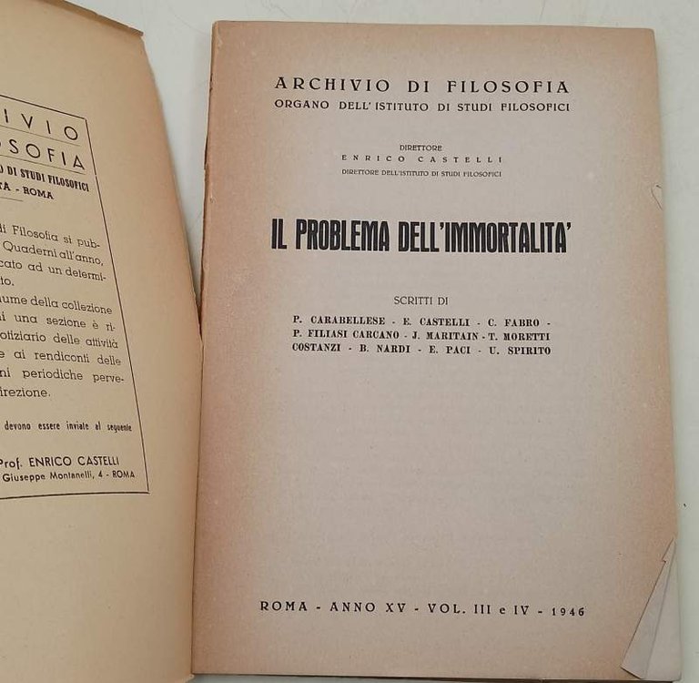 IL PROBLEMA DELL'IMMORTALITA'(1946)