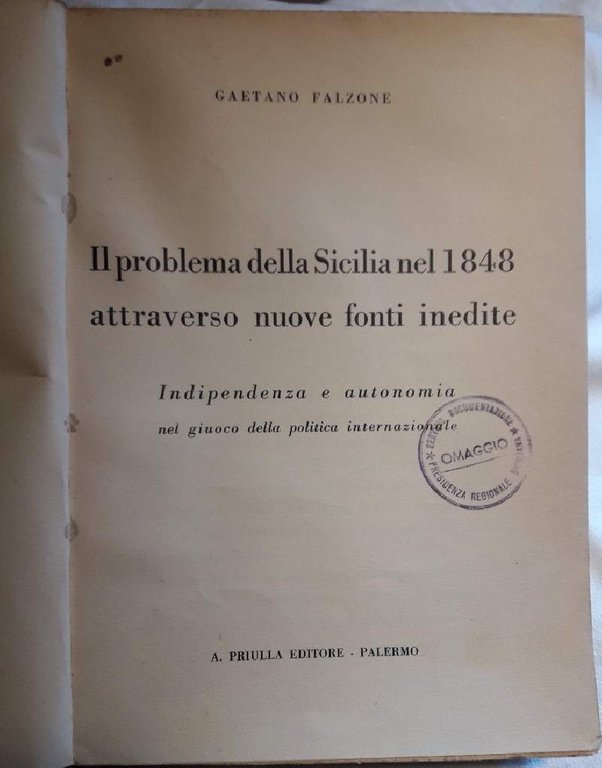 IL PROBLEMA DELLA SICILIA NEL 1848 ATTRAVERSO NUOVE FONTI INEDITE( …