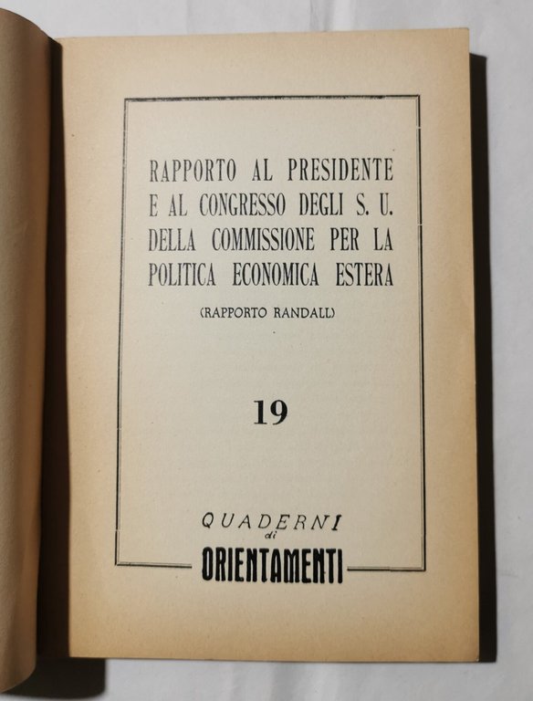 Il Rapposto Randall sulla politica economica estera degli Stati Uniti