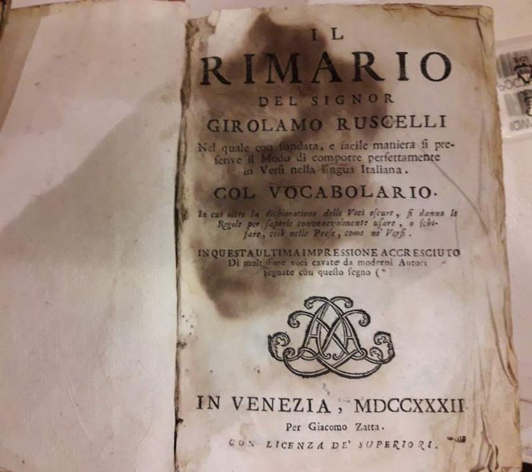 IL RIMARIO DEL SIGNOR GIROLAMO RUSCELLI(1732)