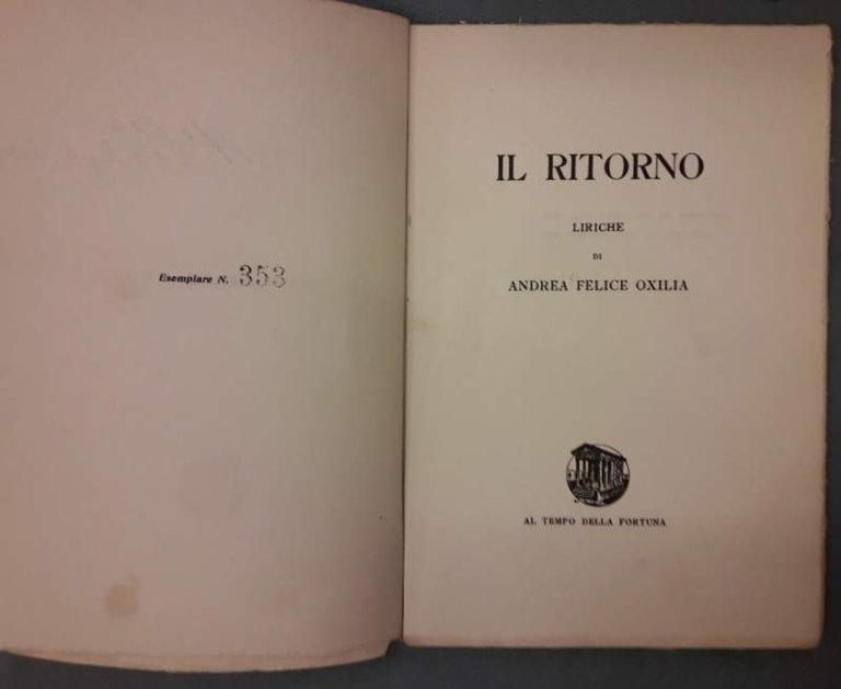 IL RITORNO-LIRICHE DI ANDREA FELICE OXILIA(1931)
