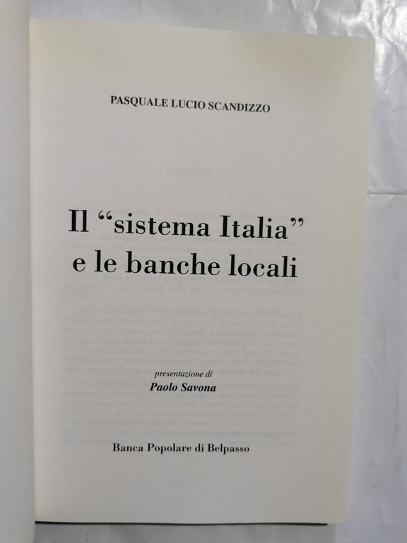 Il " Sistema Italia " e le banche locali