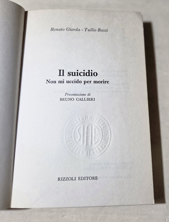 Il suicidio - Non mi uccido per morire