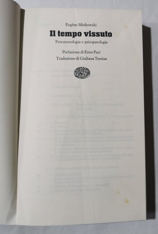 Il tempo vissuto - Fenomenologia e psicopatologia.