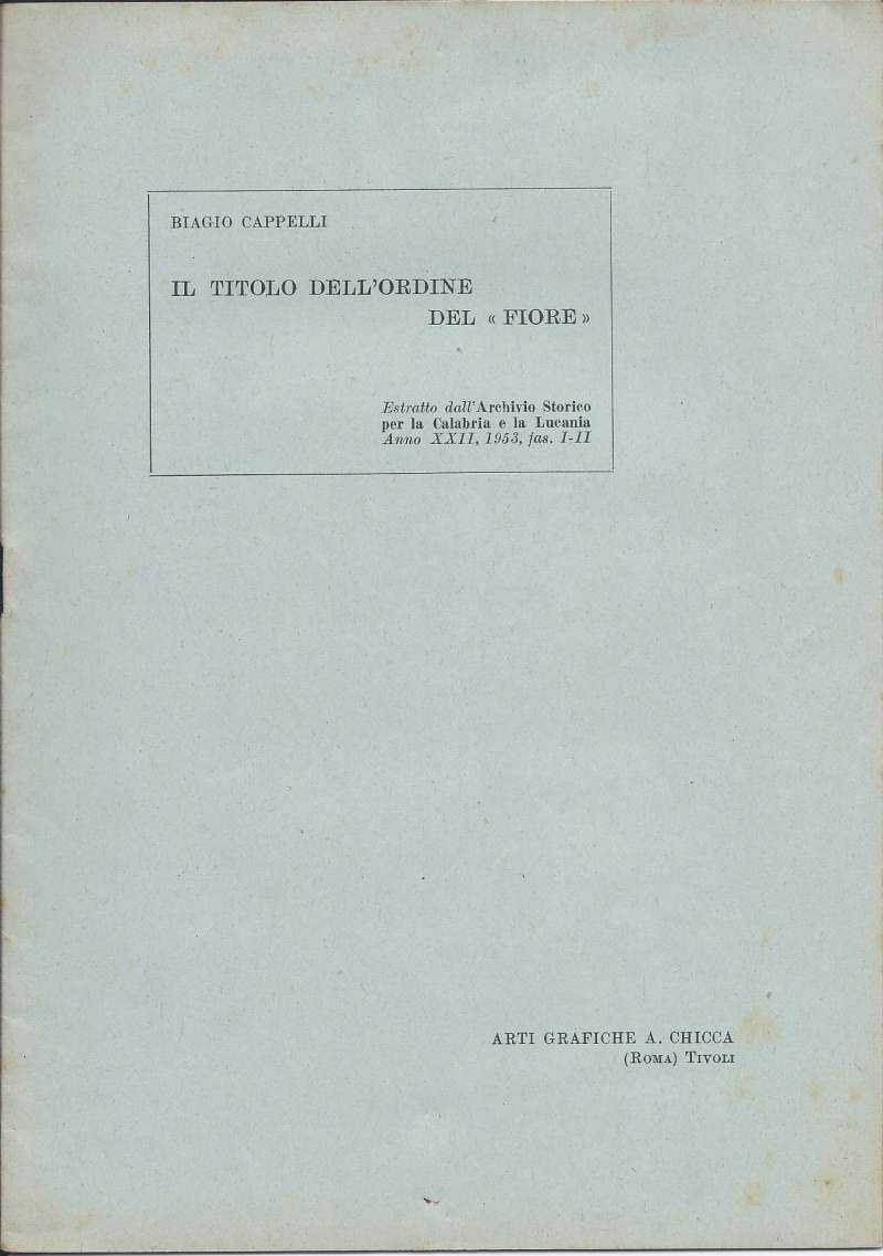 IL TITOLO DELL'ORDINE DEL FIORE (1953)