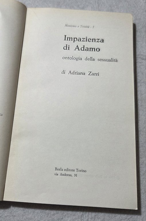 Impazienza di Adamo - ontologia della sessualita' | Immagine Gallery 2