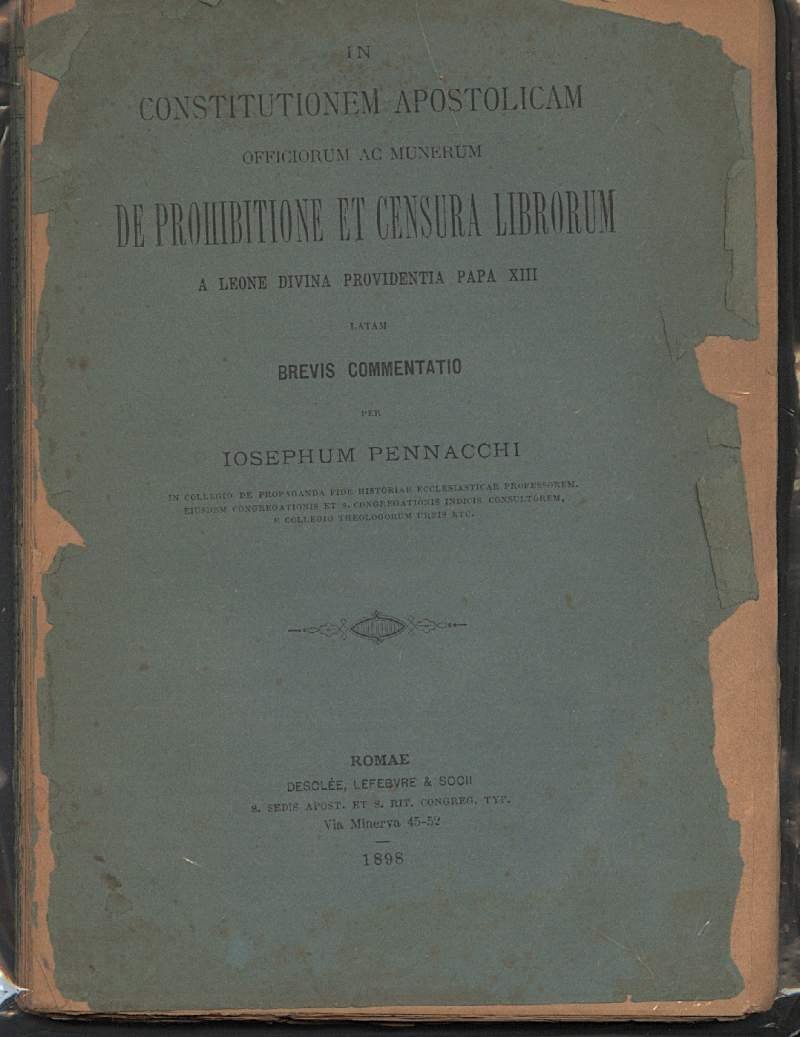 IN COSTITUTIONEM APOSTOLICAM OFFICIORUM AC MUNERUM DE PROHIBITIONE ET CENSURA …