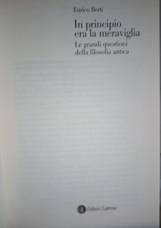 In principio era la meraviglia -l e grandi questioni della …
