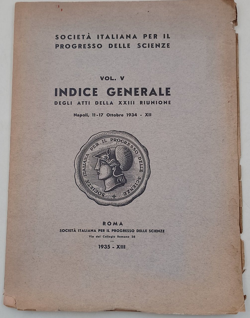 Indice generale degli Atti dell XXIII riunione- vol.V- Napoli, 11-17 … | Immagine principale