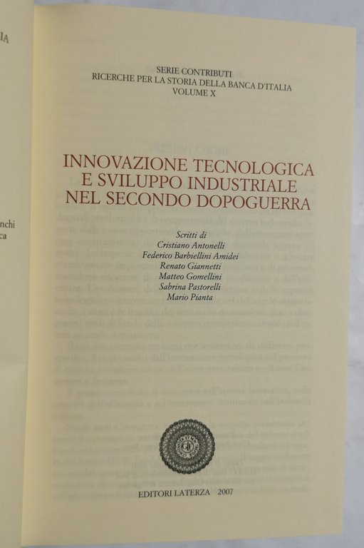 Innovazione tecnologica e sviluppo industriale nel secondo dopoguerra