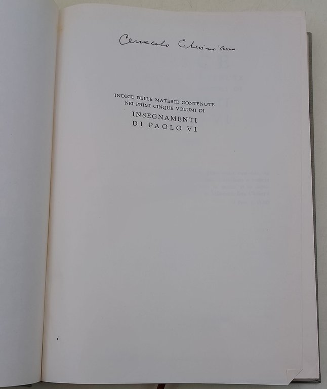 Insegnamenti di Paolo VI- Indice delle materie contenute nei primi …