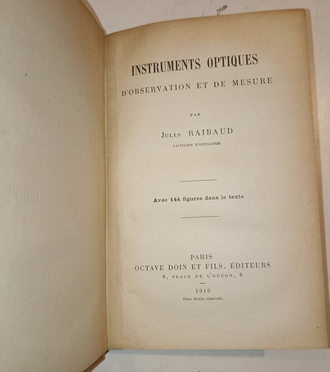 Instruments optiques d'obsevartion ed de mesure