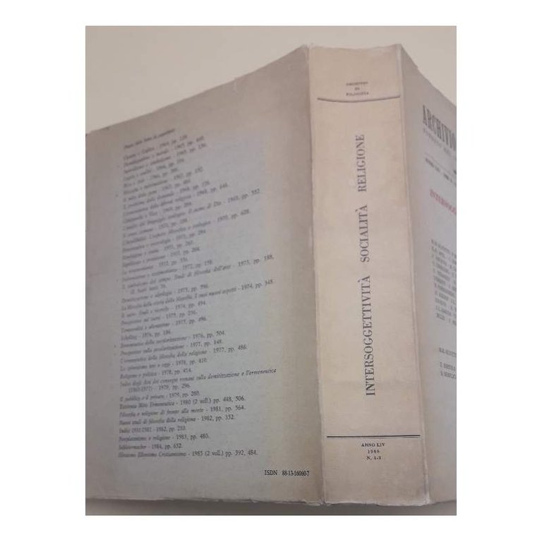 INTERSOGGETTIVITA' SOCIALITA' RELIGIONE-ANNO LIV-1986 N. 1-3