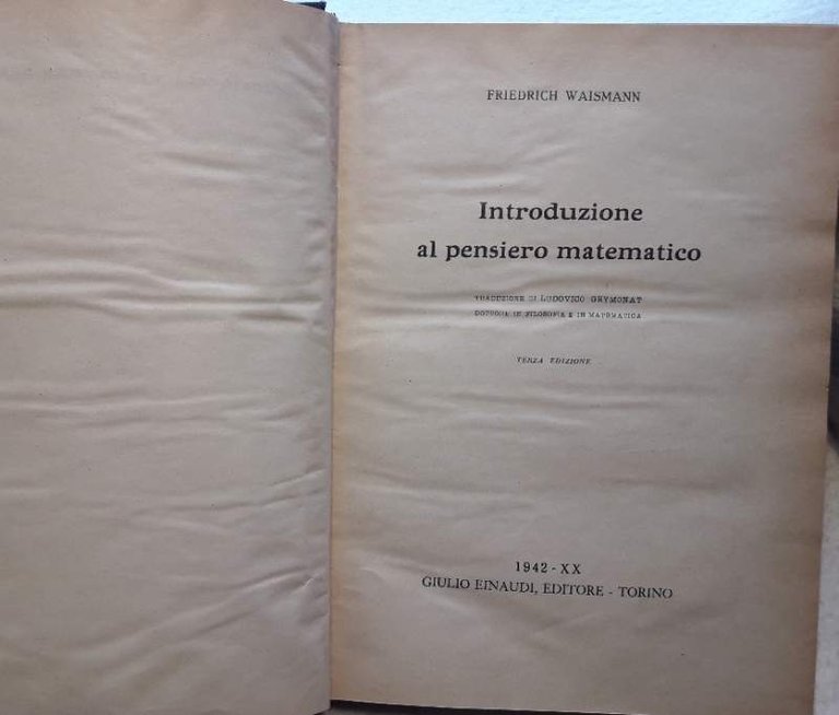 INTRODUZIONE AL PENSIERO MATEMATICO(1942)