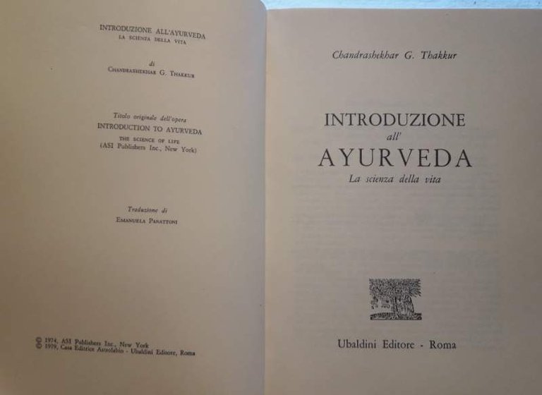 INTRODUZIONE ALL'AYURVEDA-LA SCIENZA DELLA VITA(1979)