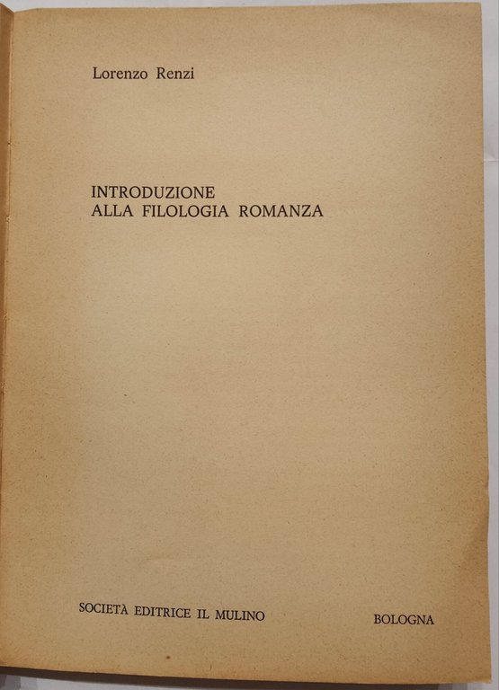 Introduzione alla filologia romanza